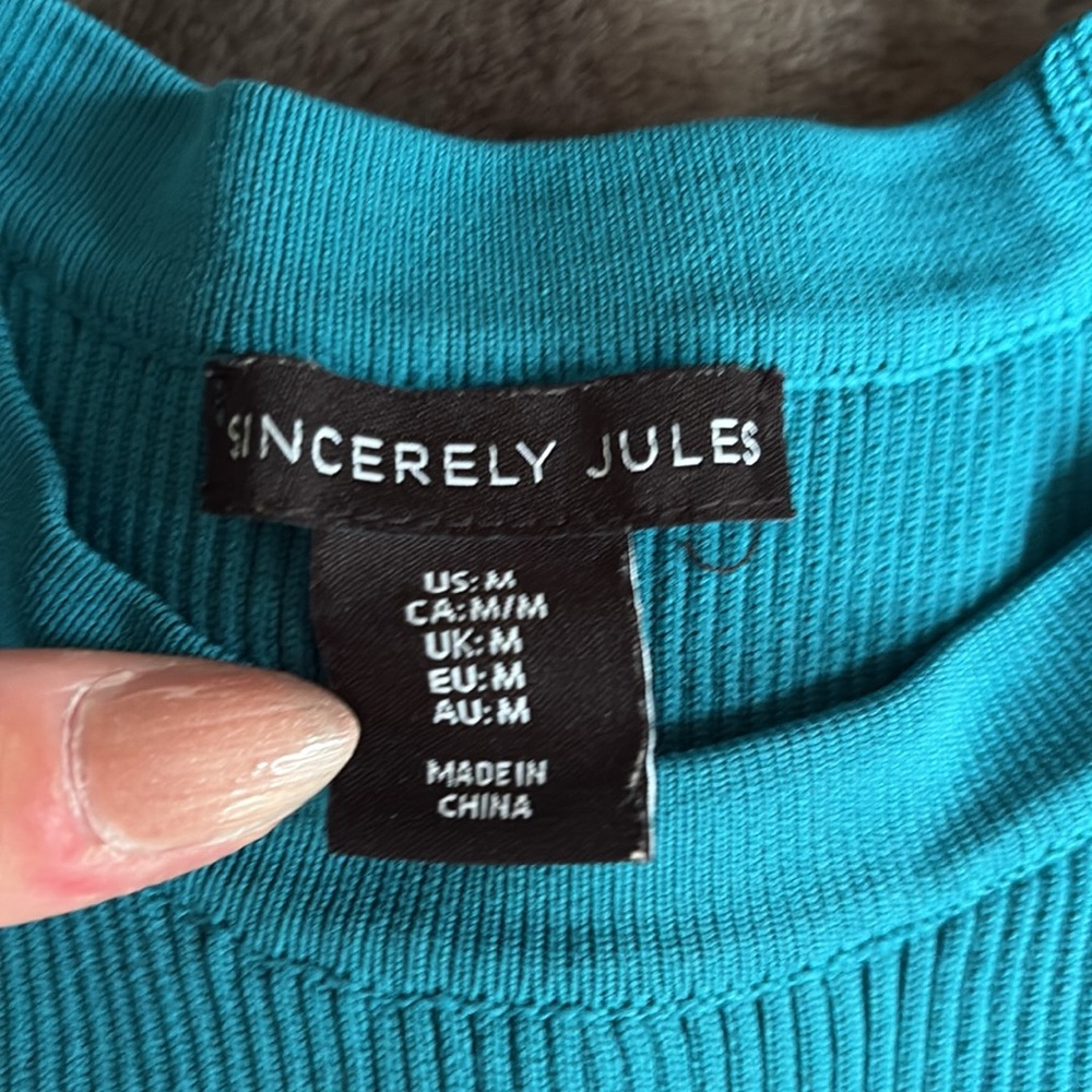 Sincerely Jules Turquoise Ribbed Top - Picture 2 of 2